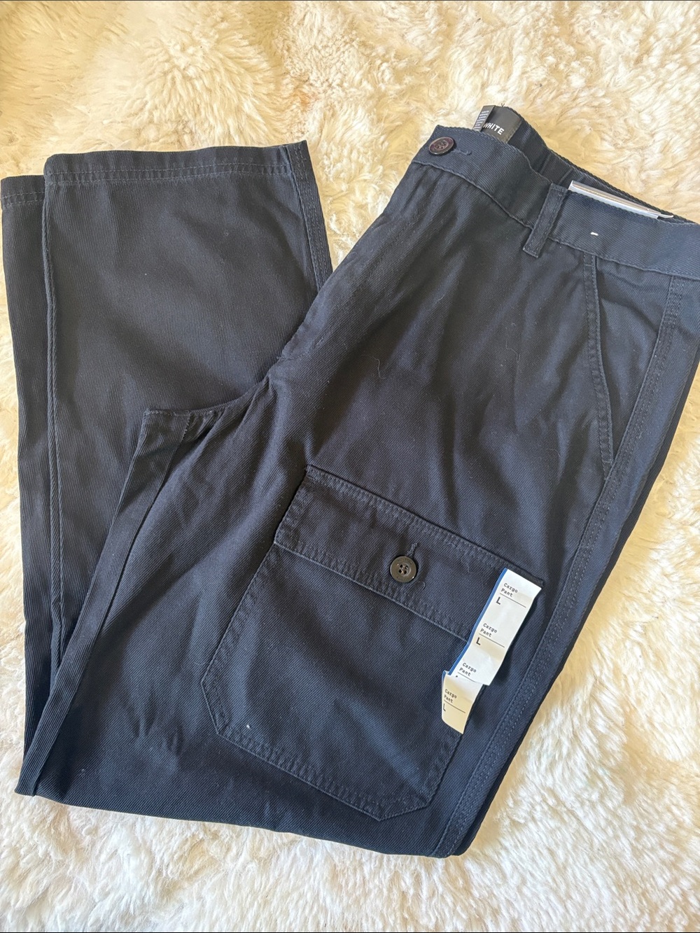 Classic Black Men's Cargo Pants with Button Flap Pocket